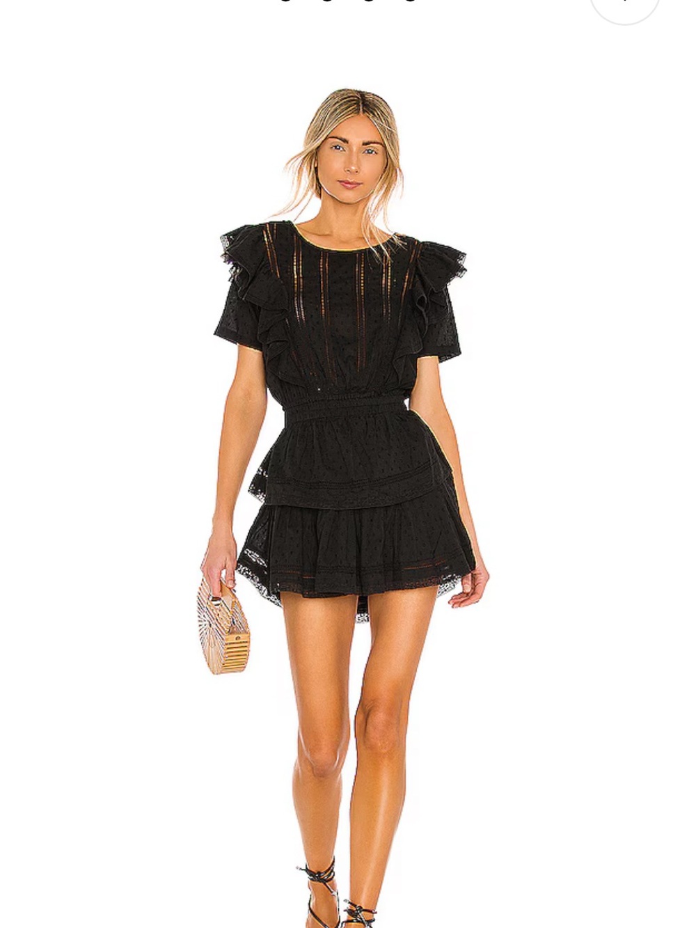 LoveShackFancy Natasha Black Ruffle Eyelet Mini Dress xs
